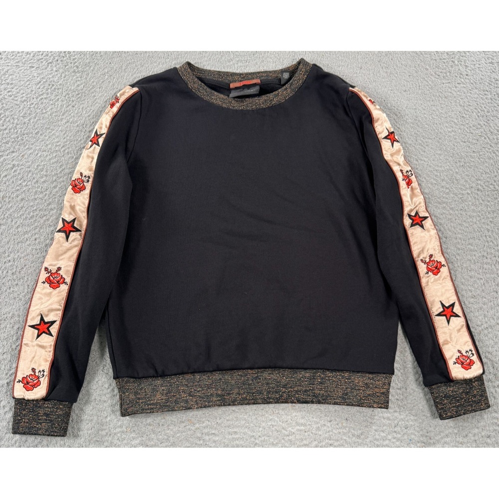 Scotch & Soda Maison Scotch Sweatshirt Womens XS Black Fleece Lined Ribbed - Picture 1 of 8